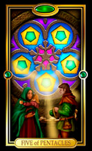 Picture of Five of Pentacles card from Easy Tarot kit