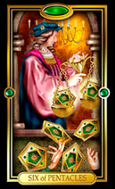 Picture of Six of Pentacles card from Easy Tarot kit