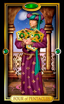 Picture of Four of Pentacles card from Easy Tarot kit