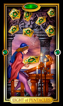 Picture of Eight of Pentacles card from Easy Tarot