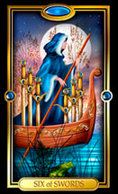 Picture of Six of Swords card from Easy Tarot kit