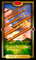 Picture of Eight of Wands card from Easy Tarot