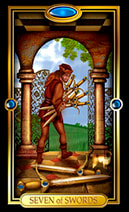 Picture of Seven of Swords card from Easy Tarot kit