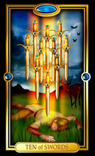 Picture of Ten of Swords card from Easy Tarot kit