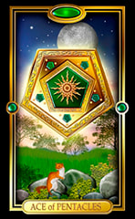 Picture of Ace of Pentacles card from Easy Tarot kit