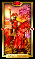 Picture of Knight of Wands card from Easy Tarot